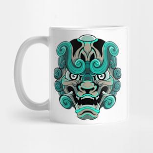 The Furious Japanese Lion 3 - Komainu Vector art illustration Mug